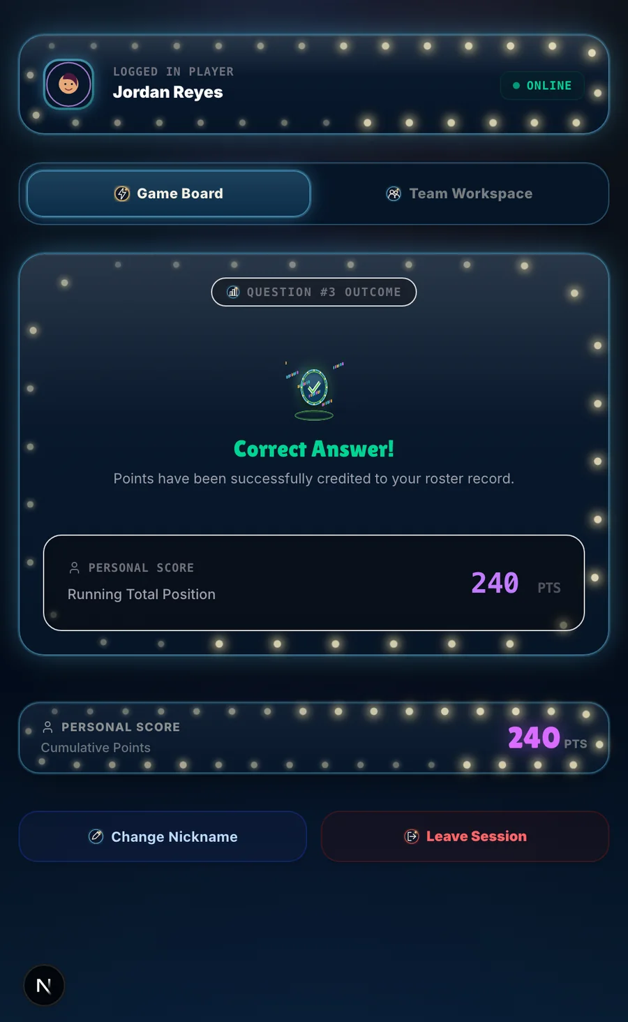 Points Feedback