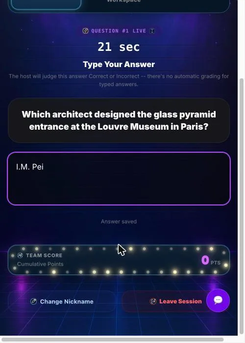 Phone screen with a typed answer auto-saving